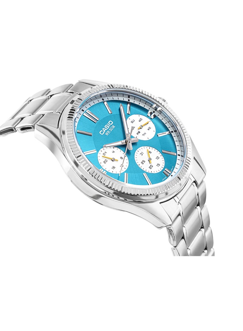 CASIO Mens Blue Dial Silver Band Watch MTP-1375D-2A2VDF - Image 3